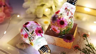 DIY Resin Casting With Dried Flowers /Resin Crafts -Silicone Light Bulb Resin Molds