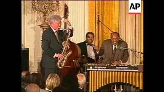 USA: BILL CLINTON PLAYS SAXOPHONE AT WHITE HOUSE PARTY