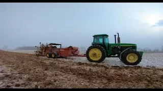 3 John Deere Tractors Hauling Manure near West Alexandria Ohio
