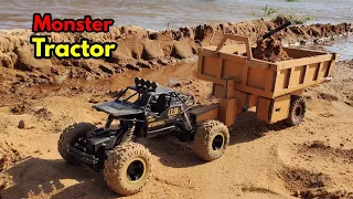 || MONSTER TRACTOR || Monster Truck With Tractor Trolley || How To Make A Tractor Trolley At Home ||