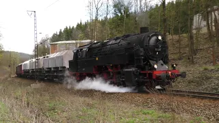 Kalkzug auf der Rübelandbahn mit 95 027