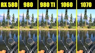 Far Cry 5 1070 Vs 980 TI Vs 1060 Vs 980 Vs AMD RX 580 Frame Rate Comparison