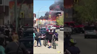 Shocking video of enormous fire in downtown Brandon,Manitoba