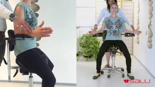 Rehabilitation exercises with Salli Chair and Ergorest Hand Support after shoulder operation