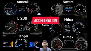 Amarok Vs Ford Ranger Vs Mitsubishi L200 Vs Nissan Navara Vs Isuzu D-max Vs Hilux acceleration test