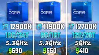 INTEL i9-12900K vs INTEL i9-11900K vs INTEL i7-12700K | Test in 5 Games | 1440p Ultra Benchmarks