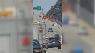 VIDEO | Fiery crash on the Gold Star Bridge shuts down highway in Connecticut