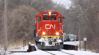 CN A450 with CN (SD60) #5449, GTW (SD40-2) #5937 & DMIR (SD40T-3) #902 Howard WI 2021