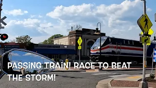 Racing Home. Will I Beat The Storm? Greeting A Fellow Indian Rider. A Passing Train. Finding Glasses