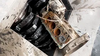 Fast Hardest Engine Car Shredding Process By Extreme Dangerous Strongest Heavy Shredder Machine