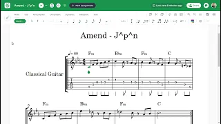 Amend - J^p^n  Guitar Tutorial (Moving Score Guitar Tabs and Chords)