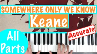 How to play SOMEWHERE ONLY WE KNOW - Keane Piano Tutorial Chords Accompaniment