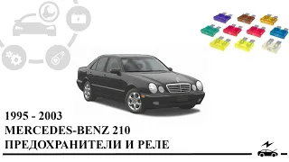 Предохранители Мерседес 210 и реле с описанием назначения, схемами блоков и местами расположения