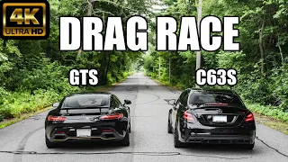 DRAG RACE!! STOCK AMG GTS VS STAGE 2 C63S *SHOCKING*