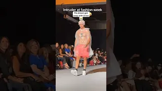 Man crashes fashion show with garbage bag on! #funny