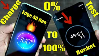 Moto edge 40 neo 0 to 100% battery charging test and timing with included 68w charger, Turbo charger