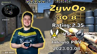 CSGO POV | Vitality ZywOo (30-8) vs Grayhound (inferno) | EPL S17 | Mar 08, 2023