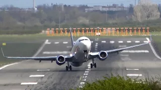 Storm Kathleen CROSSWIND Landings & Takeoffs at Newcastle Airport (7th April 2023)