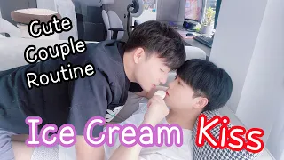 Ice Cream Kiss...👄🔥Cute Couple Routine Make You Go Aww | 冰淇淋之吻，讓你心動的可愛情侶日常[Gay Couple Lucas&Kibo BL]