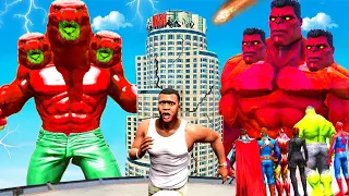 Franklin Became Giant "RED HULKZILLA" And Defeat Giant RED HULK in GTA5 | GTA5 Avengers