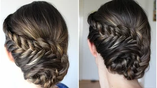 How to: Laced fishtail braid bun updo on yourself