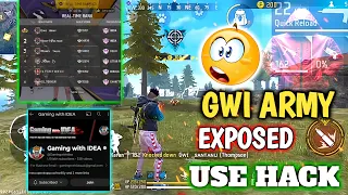 FREE FIRE GUILDWAR GAMING WITH IDEA GUILD GWI ARMY EXPOSED | USING HACK ?