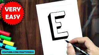 HOW TO DRAW 3D LETTER E | 3D LETTER DRAWING