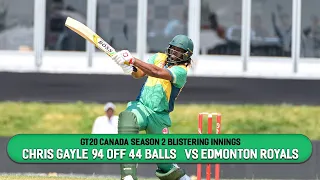 Chris Gayle's smashing innings vs Edmonton Royals | GT20 Canada | Gaylestorm | Universe Boss