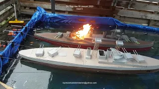 Wooden Model Ship Burning: Battleship France