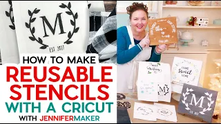 Make a Reusable Stencil with Cricut & Apply to Wood Signs & Towels!