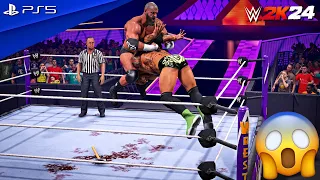 WWE 2K24 - Triple H vs. Batista - No Holds Barred Match at WrestleMania | PS5™ [4K60]