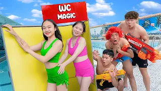 POOL GIRL with MAGIC WC Funniest Comedy Video BATTLE NERF Dr Girl Nerf Guns New Funny GIRL PRANK VTL