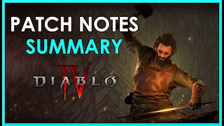 Diablo 4 PTR Patch Notes Summary