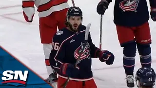Blue Jackets' Kirill Marchenko Scores First Career Hat Trick To Tie Game vs. Hurricanes