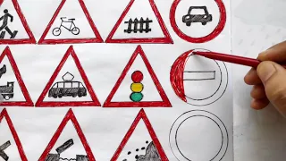 bolalar uchun yo'l belgilarini rasmini chizish /Drawing a picture of road signs for children/рисован