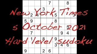 Sudoku solution – New York Times sudoku 5 October 2021 Hard level