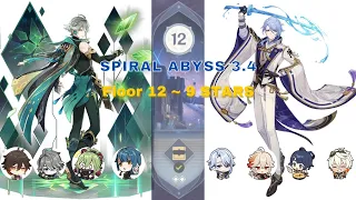 Genshin Impact Spiral Abyss 3.4 - Floor 12 - 9 Stars (Al haitham Hyperbloom & Ayato National