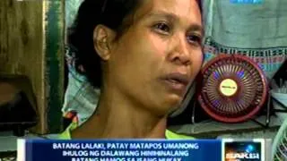 Batang lalaki, patay matapos umanong ihulog ng dalawang hinihinalang batang hamog sa isang hukay