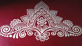 Beautiful Door Step Alpona For Beginner//Festival Special Rangoli Design//Moni Attractive Art