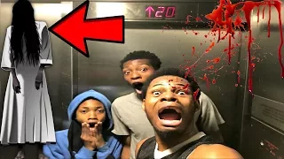 PLAYING THE CREEPY ELEVATOR GAME *WE SEEN THE GIRL!!!!!*