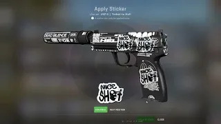 applying 4x Nice Shot on low float USP-S | Ticket to Hell