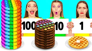 100 Capas De Comida Colorante Desafío | Desafío Loco por DaRaDa Challenge