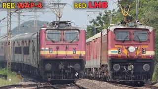 ReD WAP4 with ReD LHB TRAINS at MPS | Attractive ThunderBolt WAP4 + Red Hot Stunner | IndianRailways