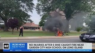 E-bike catches fire outside Long Island high school