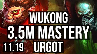 WUKONG vs URGOT (TOP) | 3.5M mastery, 9/2/10, 1000+ games, Legendary | BR Challenger | v11.19