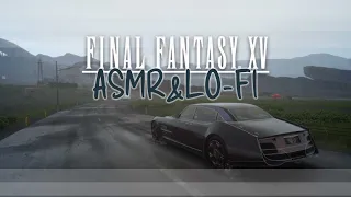 asmr final fantasy XV, no commentary, no fight, lo fi music; car trip; rain sounds