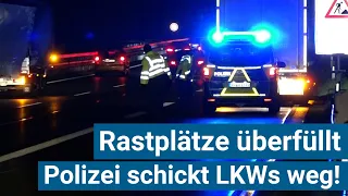 Rastplätze überfüllt - Polizei schickt LKW-Fahrer weg