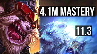 KLED vs VOLIBEAR (TOP) | 4.1M mastery, 9 solo kills, 1700+ games | EUW Grandmaster | v11.3