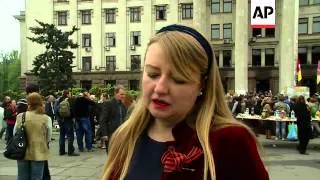 Memorial to pro-Russians killed in clashes and blaze on May 2