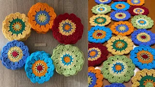 APRENDE A HACER GRANNYS DE FLORES A CROCHET | Tutorial Kotton Artesanía 💕🌈💐